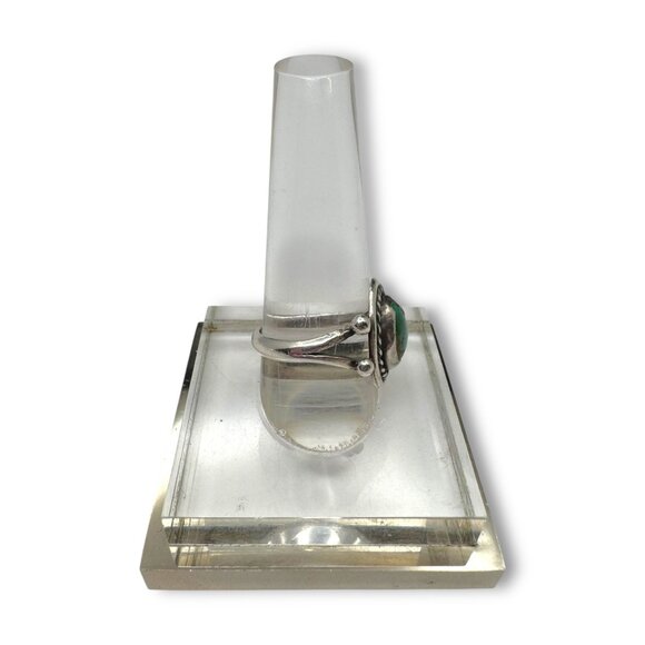 Green Turquoise Native American Sterling Silver Ring Hand Crafted Size 7 - Picture 5 of 11